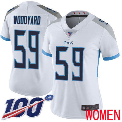 Tennessee Titans Limited White Women Wesley Woodyard Road Jersey NFL Football 59 100th Season Vapor Untouchable